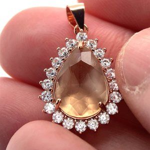 Imperial Topaz 4.00ct Rose Gold Finish Solid 925 Sterling Silver Pendant